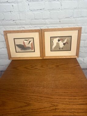 1979 & 82 Framed Original Signed Silkscreen Ducks & Geese by Wendy Morgan